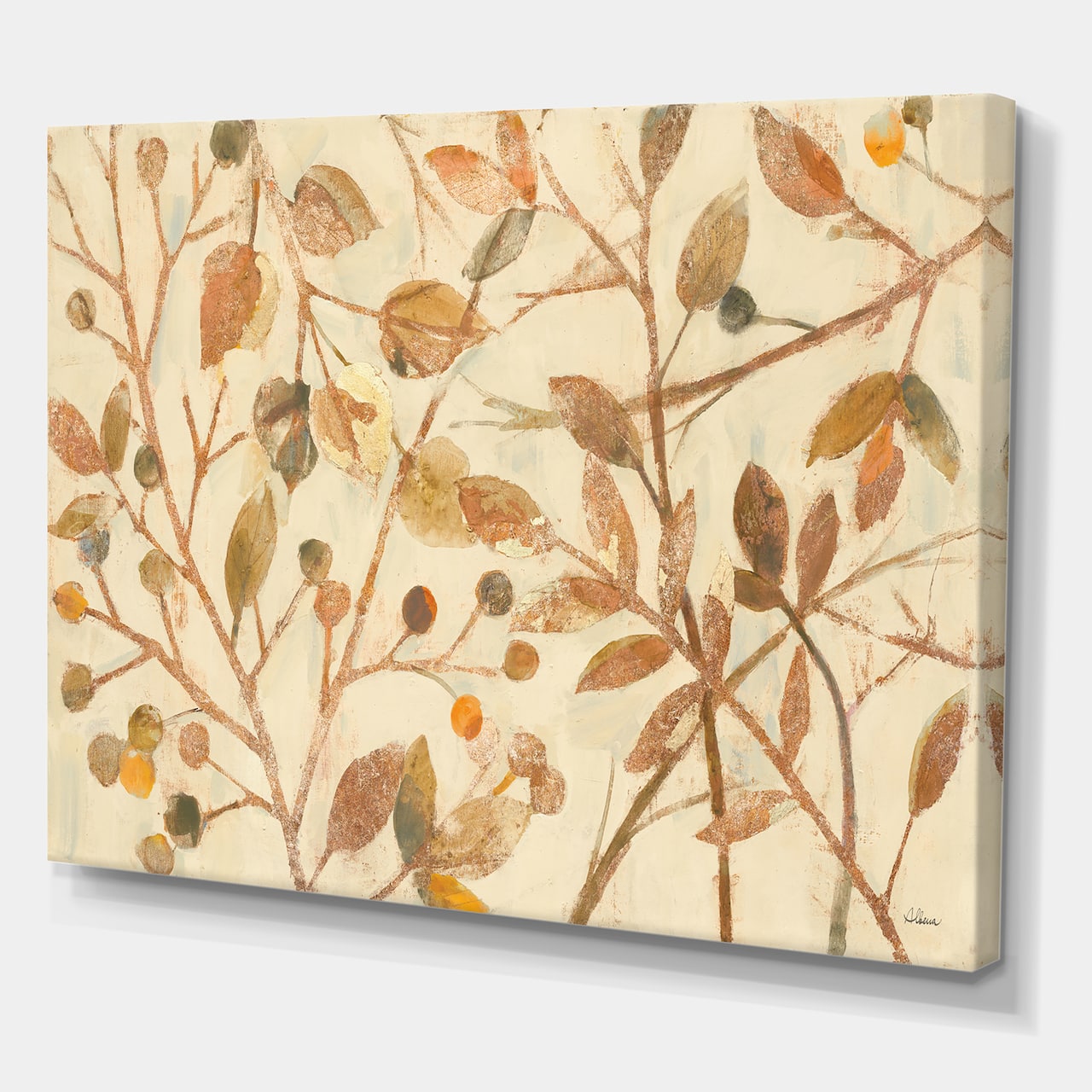 Designart - Copper Branches Composition - Lake House Premium Canvas Wall Art